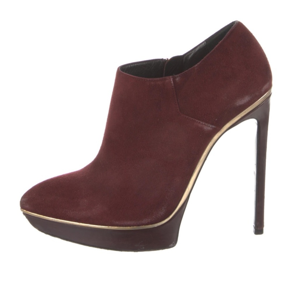 SAINT LAURENT Burgundy Suede Ankle Boots SZ 9 🔥🔥🔥